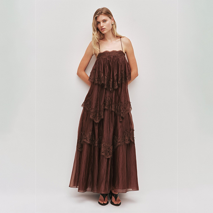 zimmermann vintage lace tiered sheer cami maxi dress